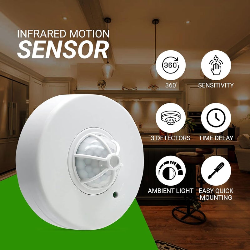 Duravel 360 Degree Surface Mount PIR Ceiling Occupancy Motion Sensor Detector Power Switch - Image 5